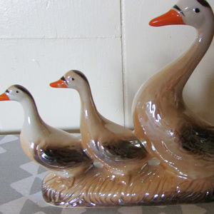 1950 lusterware Goose with Goslings handpainted